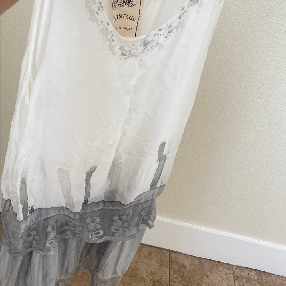 Vintage White and Gray Dress
